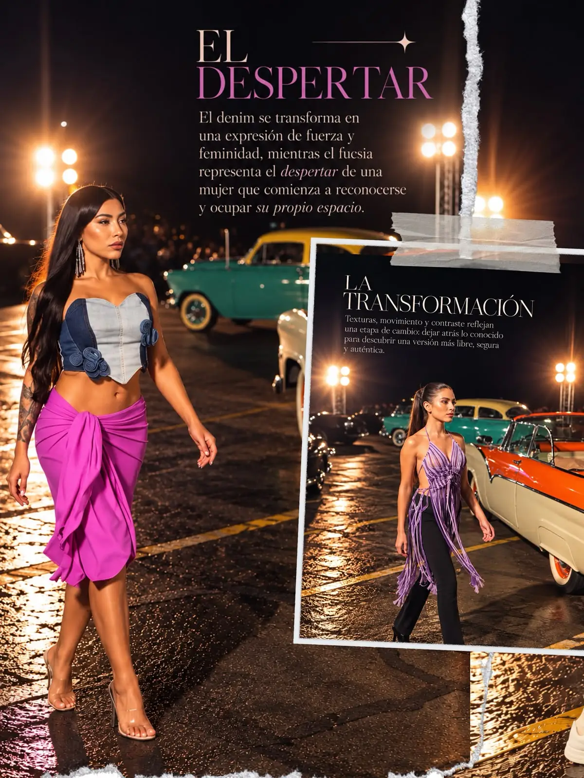 imagen promocional de conjunto de crop top y falda larga rosa de tienda n